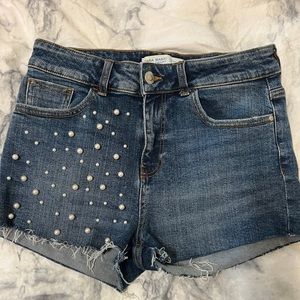Topshop pearl embellished high waist shorts